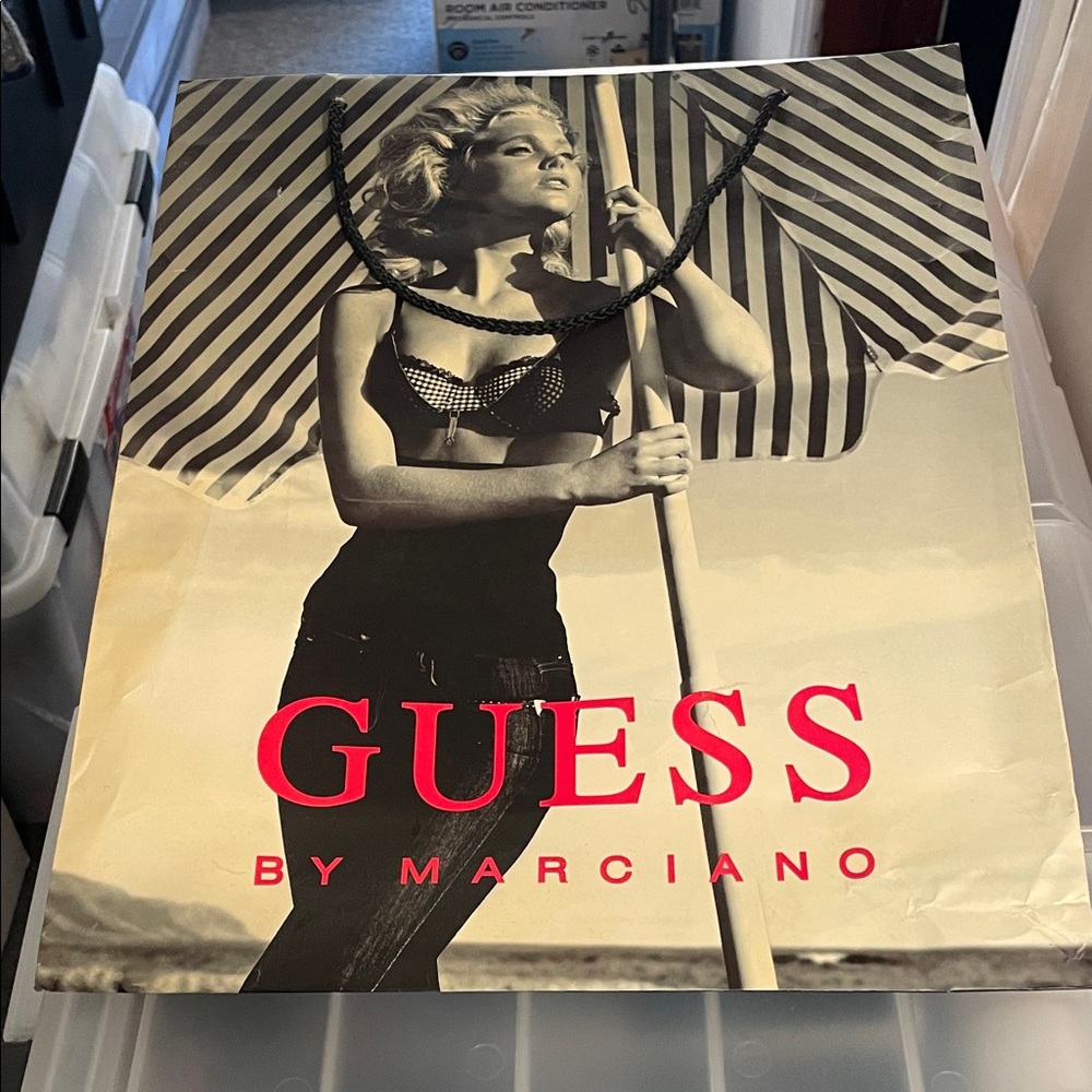 Guess Monochrome Shopping Bag with Red Logo